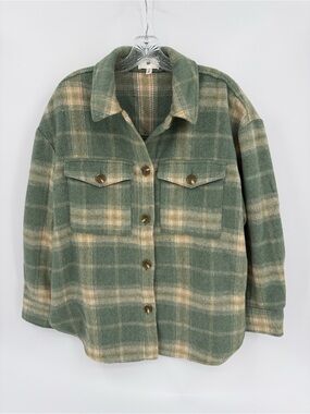 Plaid Shacket Jacket in Sage Green